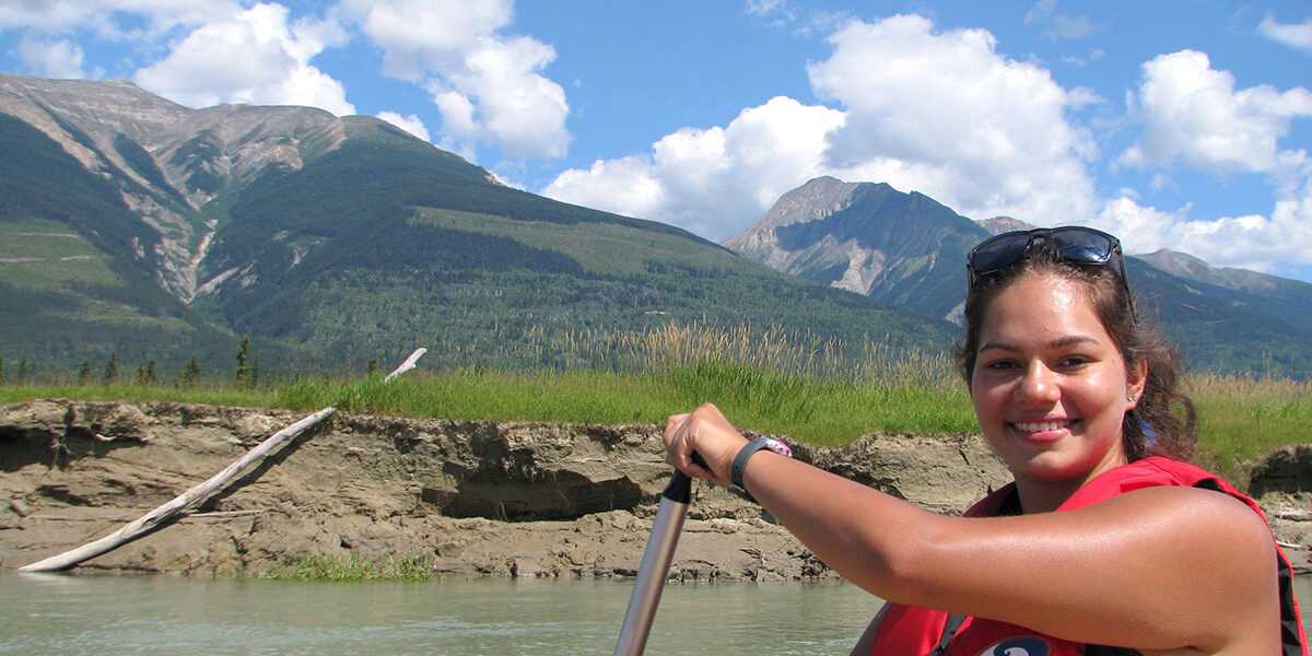 Myka Kollman paddling in the Robson Valley in the upper Fraser River watershed.