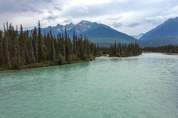 Looking downstream from Tête Jaune Cache.