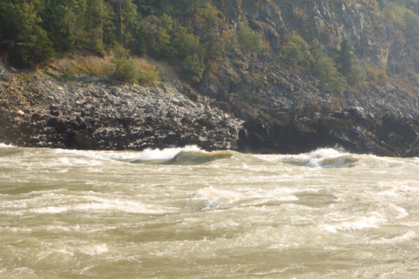 The huge waves of serious rapids upstream of Hope.